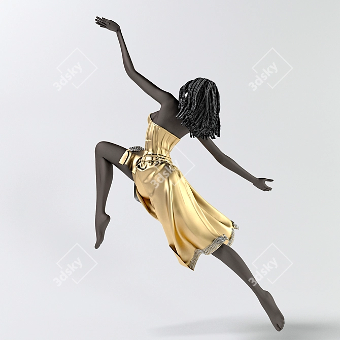 Dynamic Ebony Dancer 3D model image 2