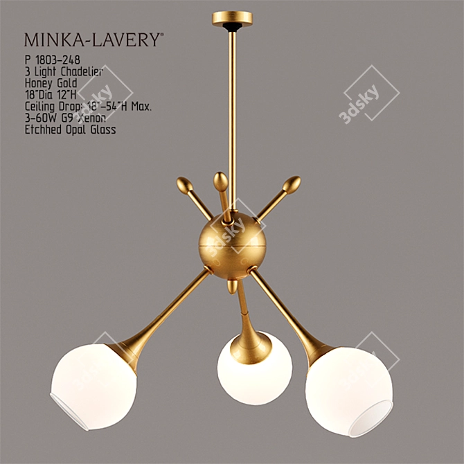 Opulent Opal Glass Pendant Light 3D model image 2