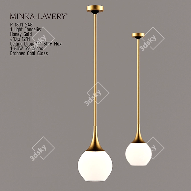 Opulent Opal Glass Pendant Light 3D model image 3