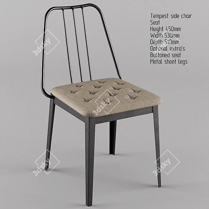 Industrial Steel Frame Side Chair 3D model image 1