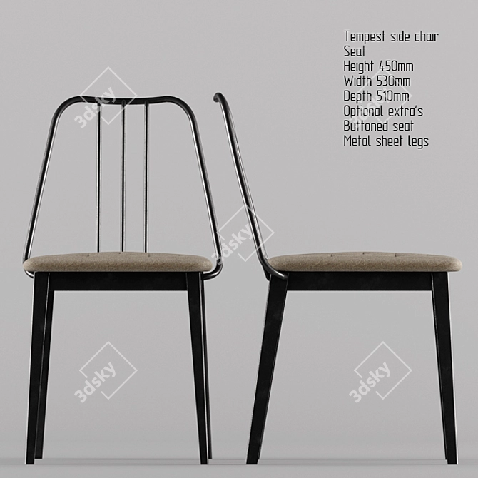 Industrial Steel Frame Side Chair 3D model image 2