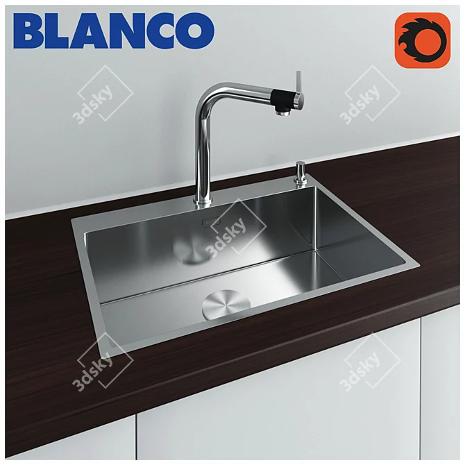 Blanco Andano Sink Set: Stylish Design with Vonda Mixer 3D model image 1