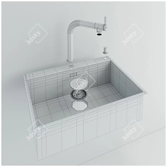 Blanco Andano Sink Set: Stylish Design with Vonda Mixer 3D model image 2