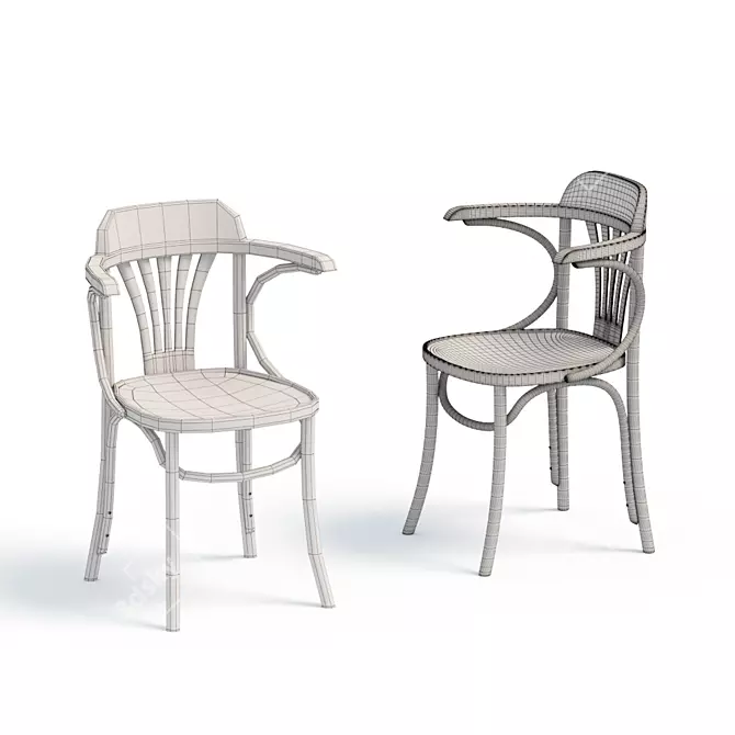 Elegant Vienna Chairs 3D model image 3