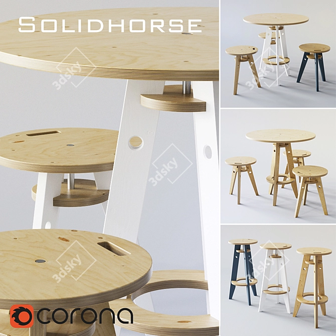 Solidhorse Furniture Set: Chair & Table 3D model image 1