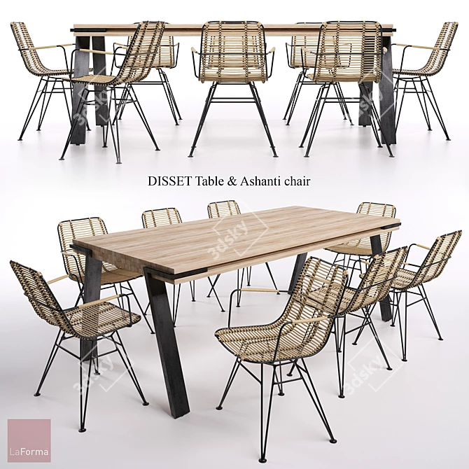 Modern Ashanti Chair & Disset Table 3D model image 1