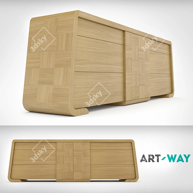 Art Way Chess Oak Natur Chest 3D model image 1