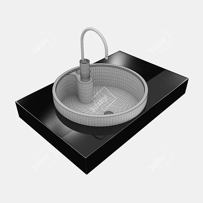 Naxos FL White Basin Mixer 3D model image 2
