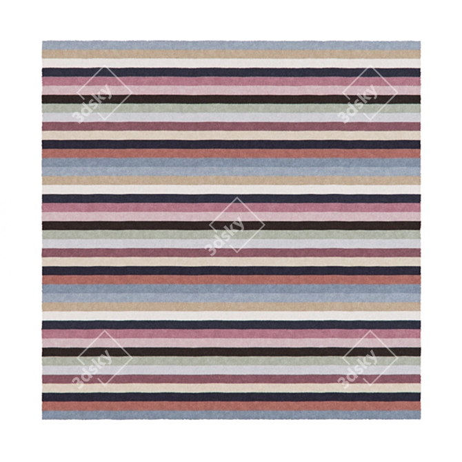 Striped Displace Rug 3D model image 1