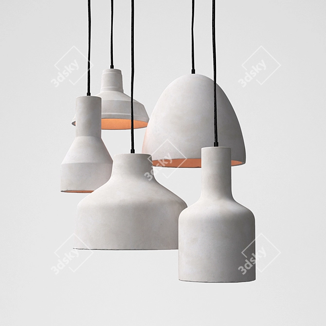 Industrial-Inspired Pendant Lamps Set 3D model image 1