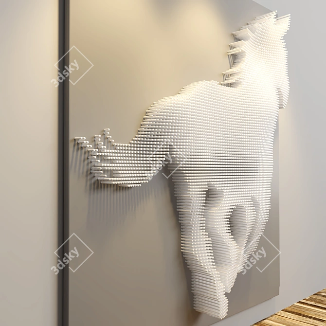 Metal Pin Horse Panel: Wave-Textured Wall Art 3D model image 2