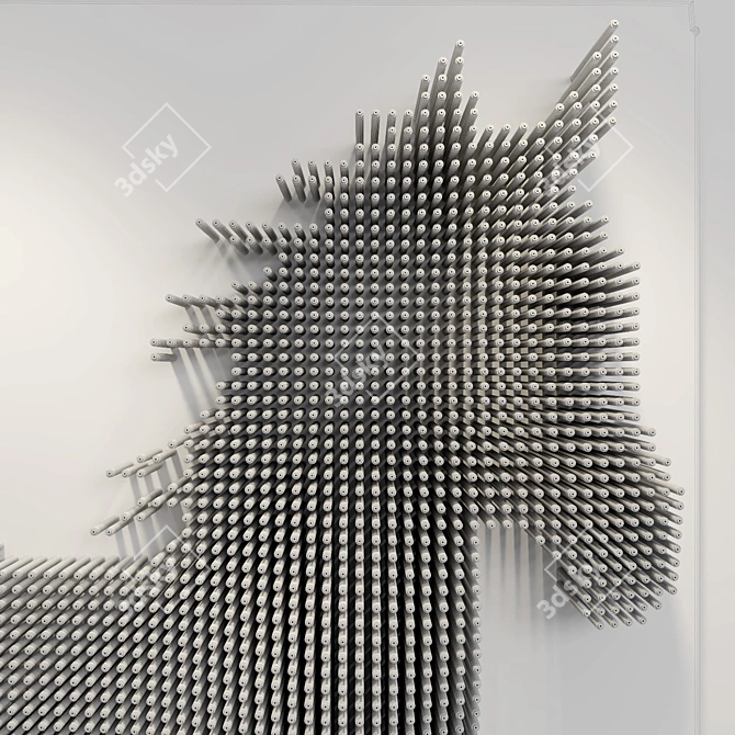 Metal Pin Horse Panel: Wave-Textured Wall Art 3D model image 3