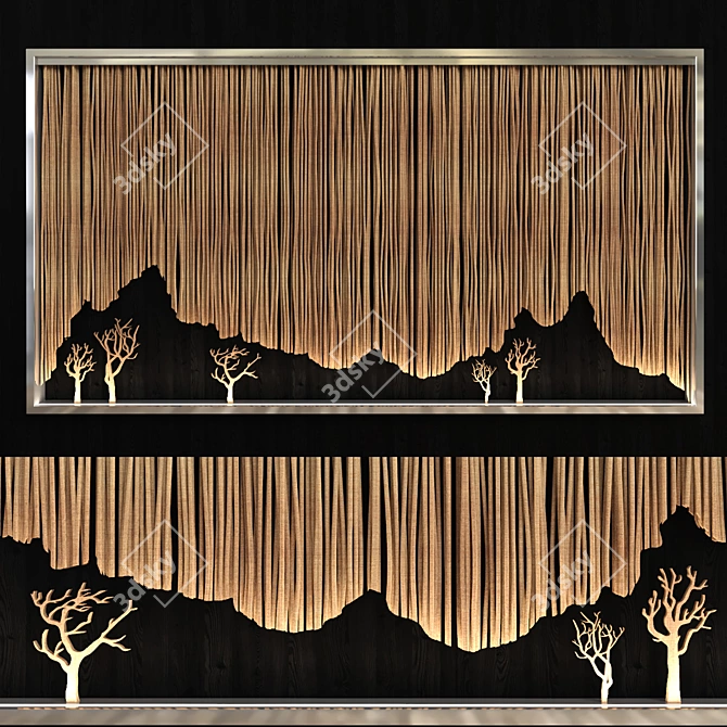 Mountain Silhouette Decor Panel 3D model image 1