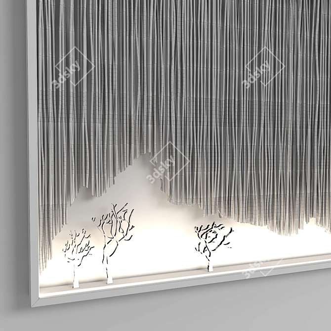 Mountain Silhouette Decor Panel 3D model image 2