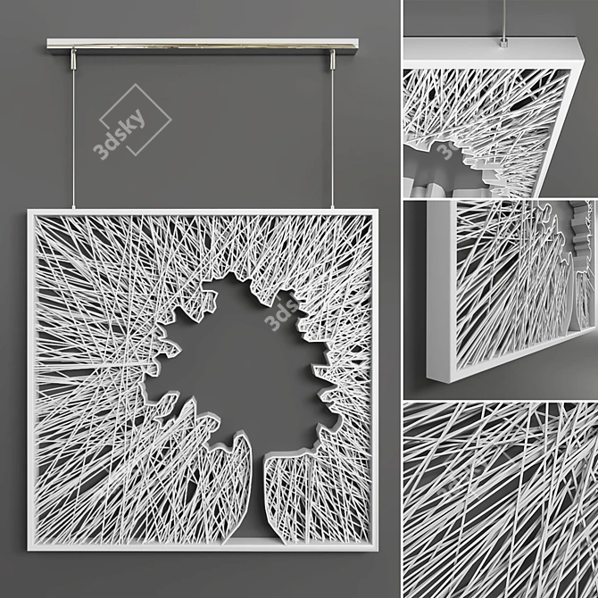 Metallic Tree Decor Panel 3D model image 1