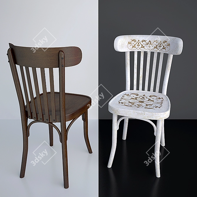 Title: Vintage Viennese Chair: Restored Replica 3D model image 2