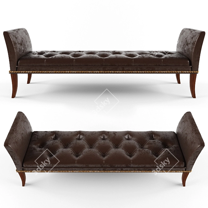 Deena Wooden Ottoman Set 3D model image 3