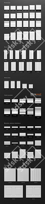 Ultimate Wood Molding Kit: 75 Elements, Perfect for Spline Paths 3D model image 2