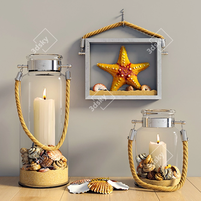 Sea Shell Candle Set 3D model image 1