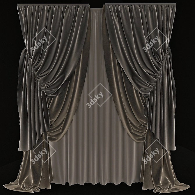 Luxury Velvet Curtain 3D model image 1