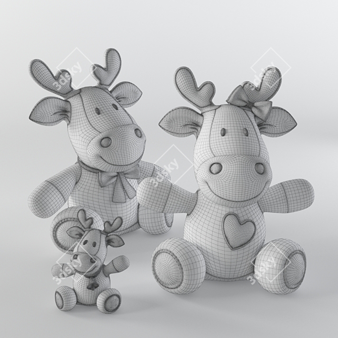 Moose Family: Lowpoly with Displacement 3D model image 2