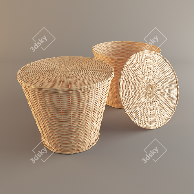 Woven Rattan Basket: Stylish Interior Décor 3D model image 1