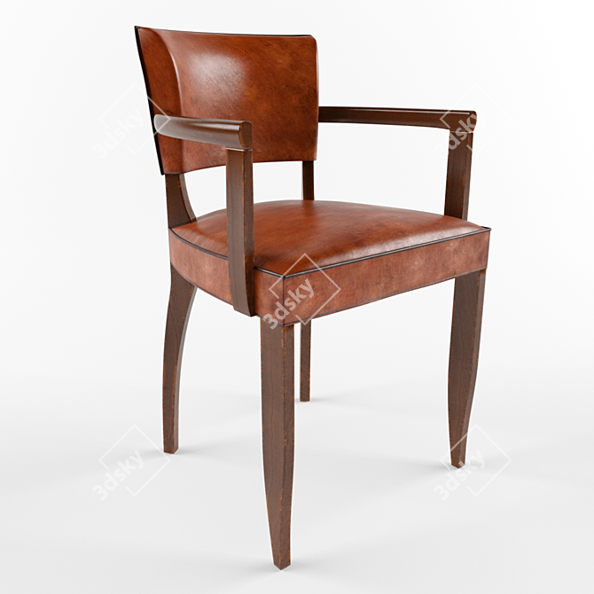 Vintage Brown Leather Armchair 3D model image 1