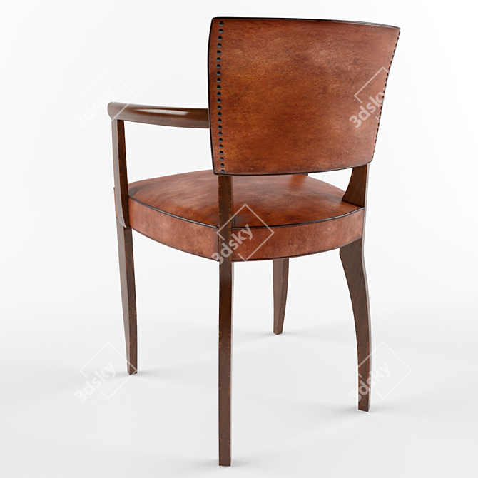 Vintage Brown Leather Armchair 3D model image 2