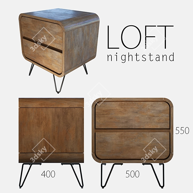 Urban Loft Bedside Table 3D model image 1