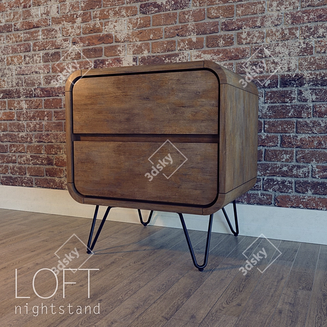 Urban Loft Bedside Table 3D model image 2