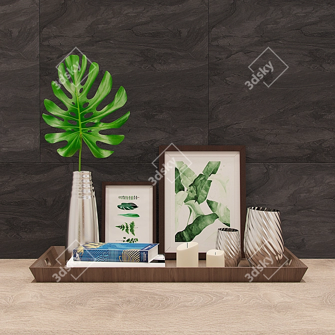 Monstera Decor Set 3D model image 1