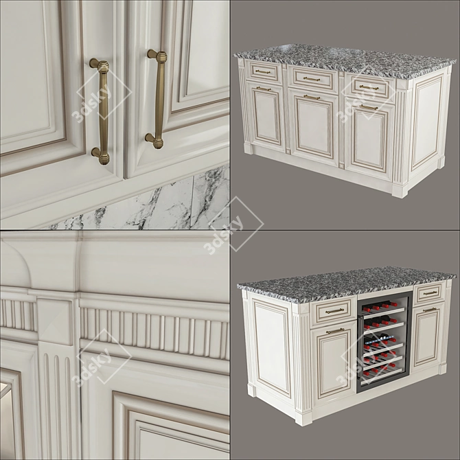 Kitchen Set: Custom-Made Modern Classic  Beautifully Crafted in Alder Wood 3D model image 3