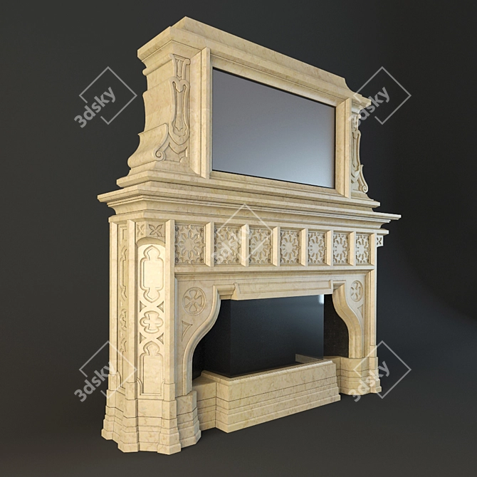 Architectural Inspired Gothic Fireplace 3D model image 1