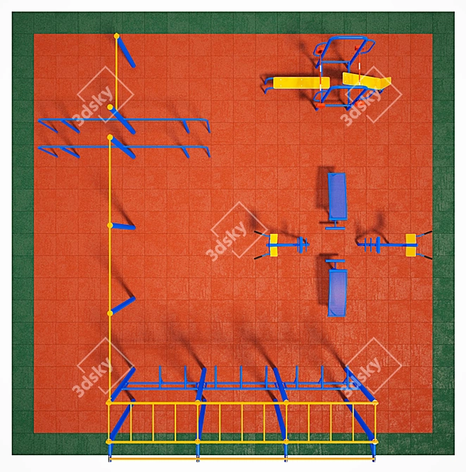 Outdoor Sports Ground: 10x10m PVC Tiles 3D model image 1