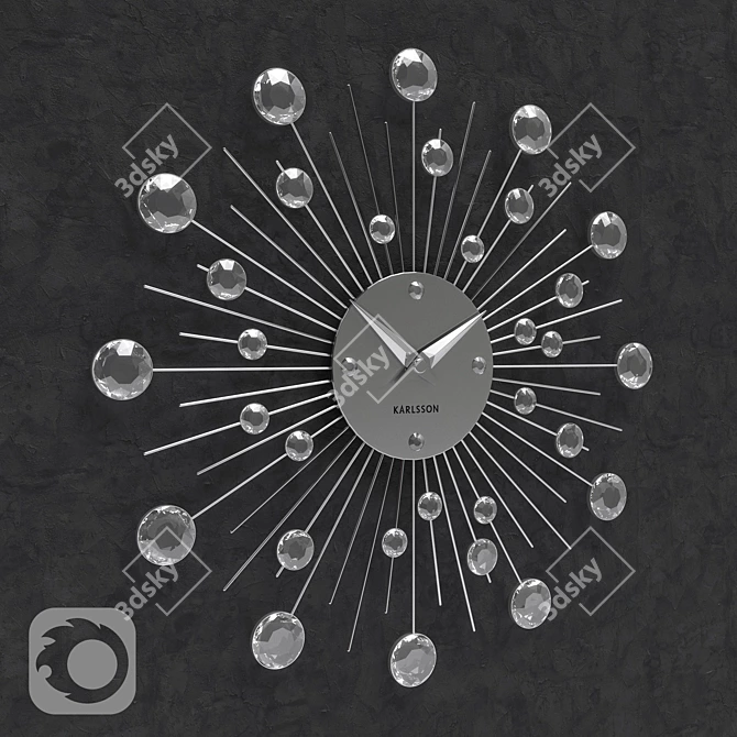 Stylish Sunburst Wall Clock 3D model image 1