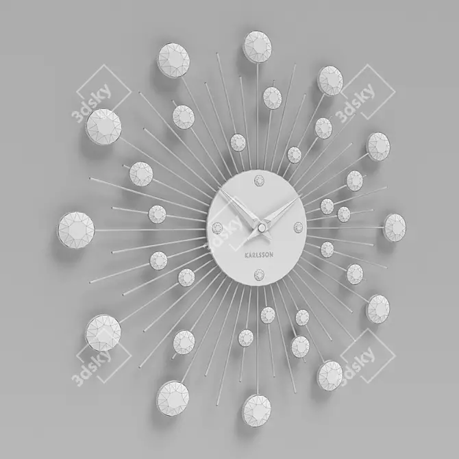 Stylish Sunburst Wall Clock 3D model image 2