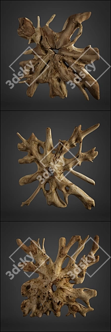 Teak Root Sculpture: Unique, Rustic Art 3D model image 2
