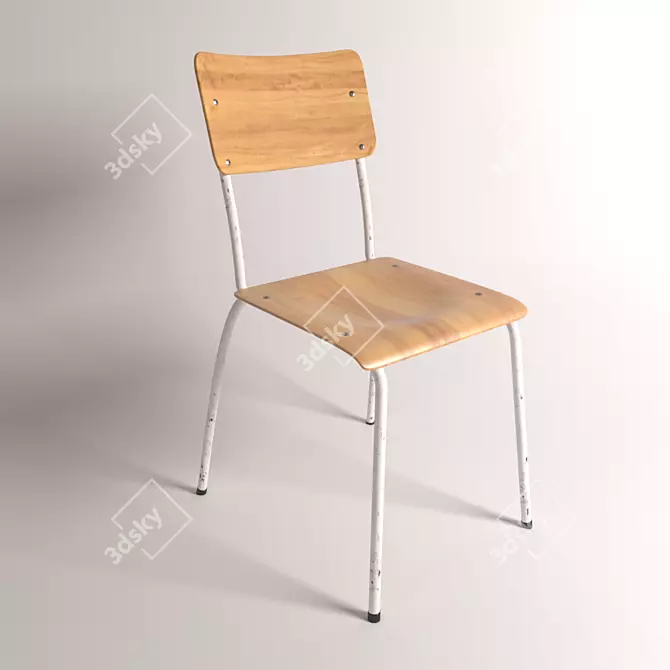 Worn School Chair 3D model image 1