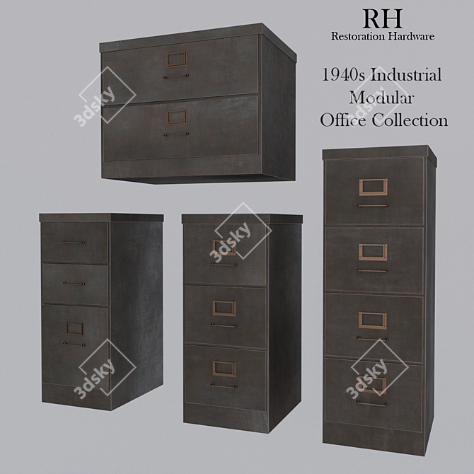 Vintage Industrial Storage Set 3D model image 1