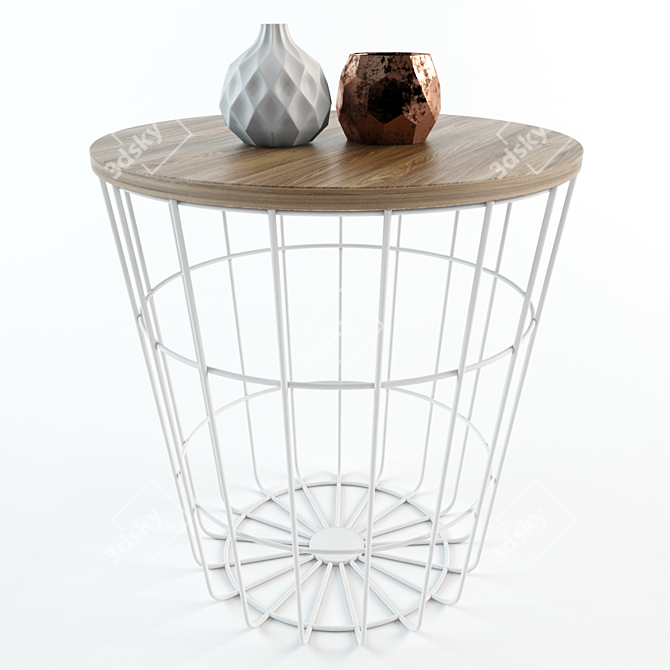 Modern Wood and Metal Side Table 3D model image 1