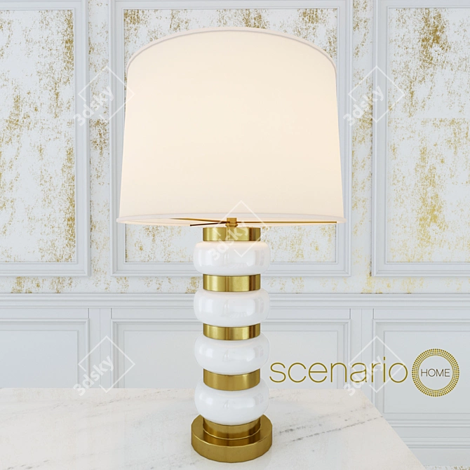 Royal White Glass Table Lamp 3D model image 2