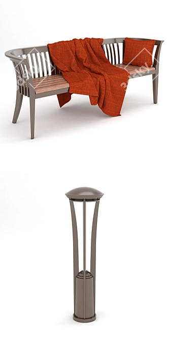 Concord Collection: Benches, Urns, Bike Racks & Lights 3D model image 2