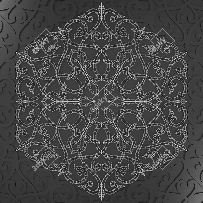 Arabic Ornamental Wall Panel 3D model image 3