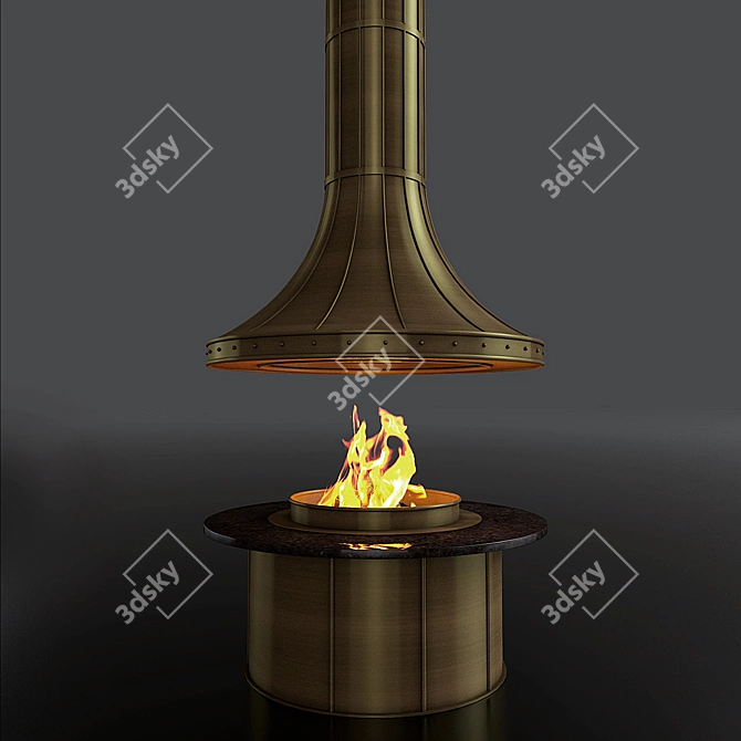 Luxury Island Fireplace 3D model image 1