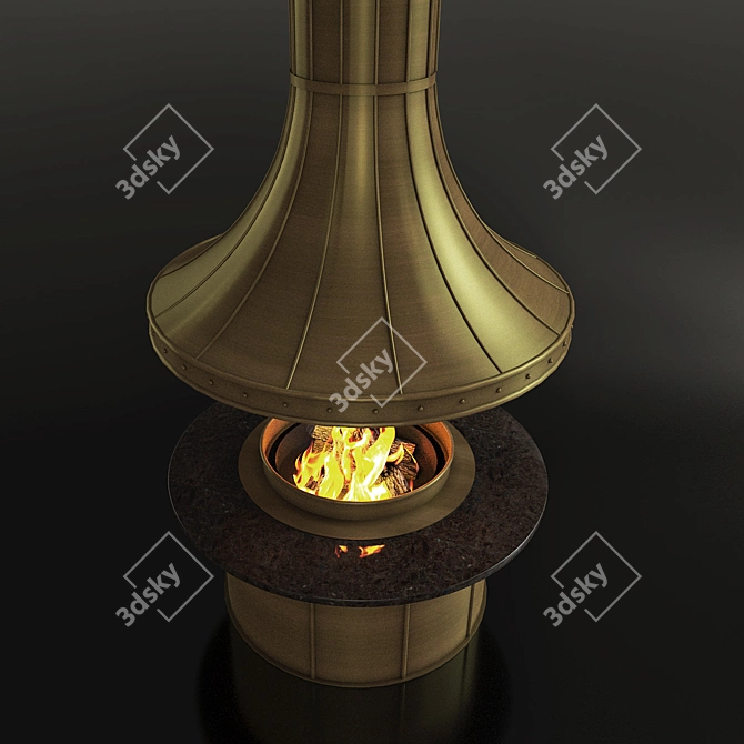 Luxury Island Fireplace 3D model image 2