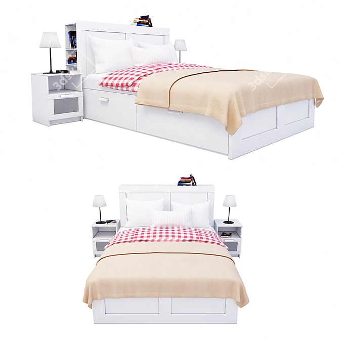 Versatile Bed with Integrated Cupboard - Ikea BRIMNES 3D model image 1