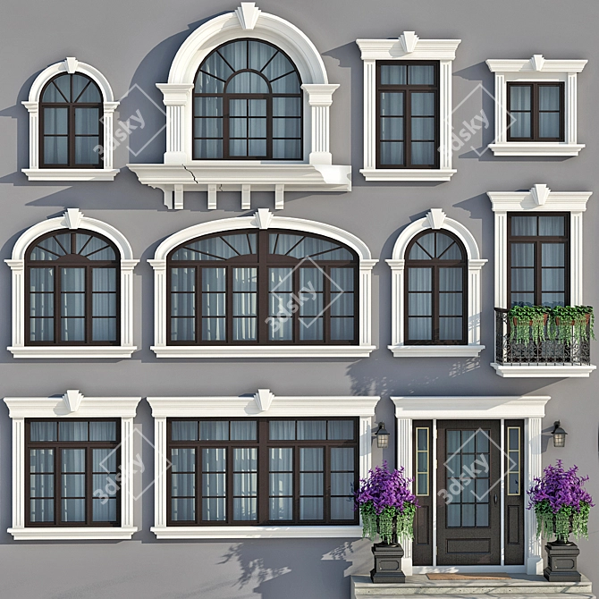 Modern Classic Windows & Doors Set 3D model image 4