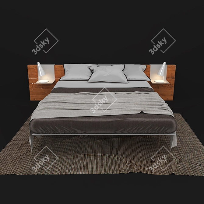 Wildwood Oak Bed 3D model image 1