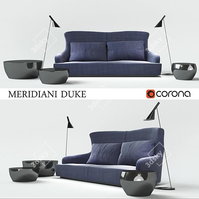 Modern Meridiani Duke Sofa - Sleek and Elegant 3D model image 1