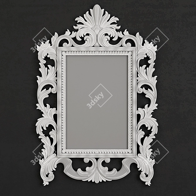 Elegant Gold Carved Rectangular Mirror 3D model image 3